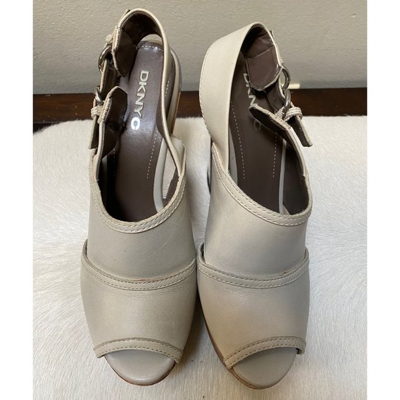 DKNYC Wood Platform Open Toe Clogs - Women's size 8 - Picture 3 of 8